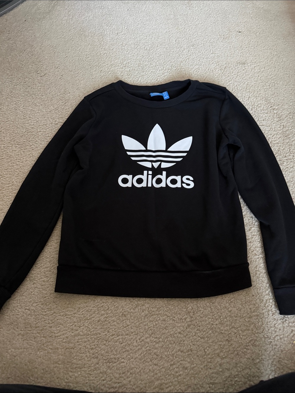 adidas Black Crewneck Sweatshirt with White Trefoil Logo